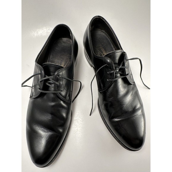 Vintage French Shriner mens Black Leather Dress Shoes 7.5